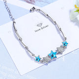 925 Sterling Silver Stackable Star Clear CZ Link Bracelet