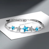 925 Sterling Silver Stackable Star Clear CZ Link Bracelet