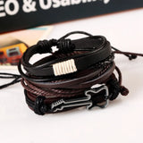 Men Leather Trout Wristband Leather Bracelet Brown