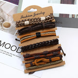 Men Leather Trout Wristband Leather Bracelet Brown
