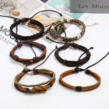 Men Leather Trout Wristband Leather Bracelet Brown