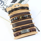 Men Leather Trout Wristband Leather Bracelet Brown
