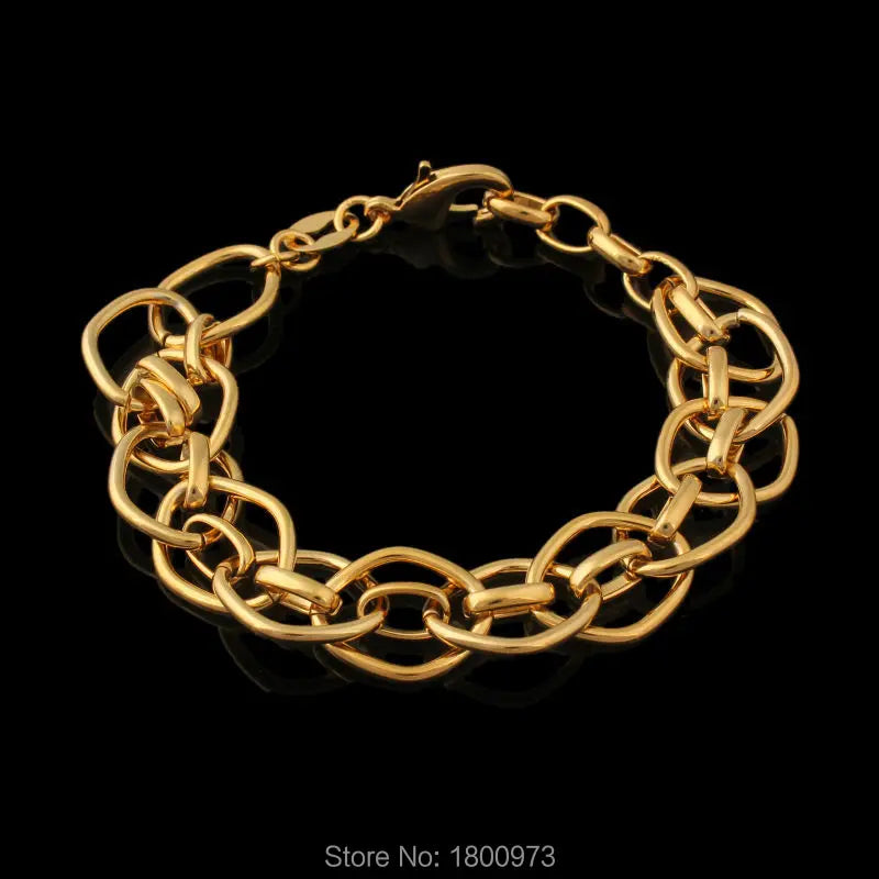 18K Round Link Chain Men's Bracelet 18 MM Wide