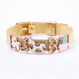 10mm Stainless Steel Keeper Mesh Bracelet Set with Charms