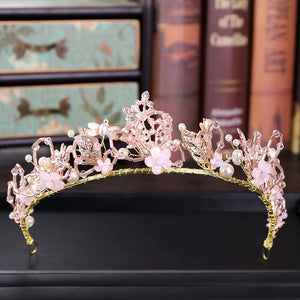 Pearl Rhinestone Leaf Headband Bridal Crown Wedding Hair Accessory
