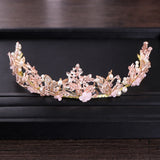 Pearl Rhinestone Leaf Headband Bridal Crown Wedding Hair Accessory