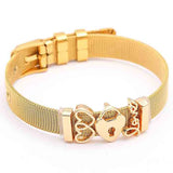Golden 10mm Stainless Steel Mesh Bracelet With Heart Lock Charm for Women Men