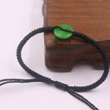 Green Jade Bead Charm with Cord Weave Bracelet