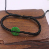 Green Jade Bead Charm with Cord Weave Bracelet