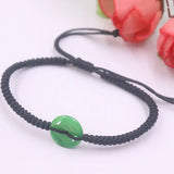 Green Jade Bead Charm with Cord Weave Bracelet