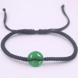 Green Jade Bead Charm with Cord Weave Bracelet
