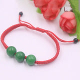 Green Jade Three Beads Charm Bracelet
