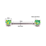 Green Opal Gem 2Pcs Nipple Shield 14G Nipple Rings