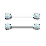 Green Opal Gem 2Pcs Nipple Shield 14G Nipple Rings