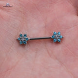 Green Opal Gem 2Pcs Nipple Shield 14G Nipple Rings