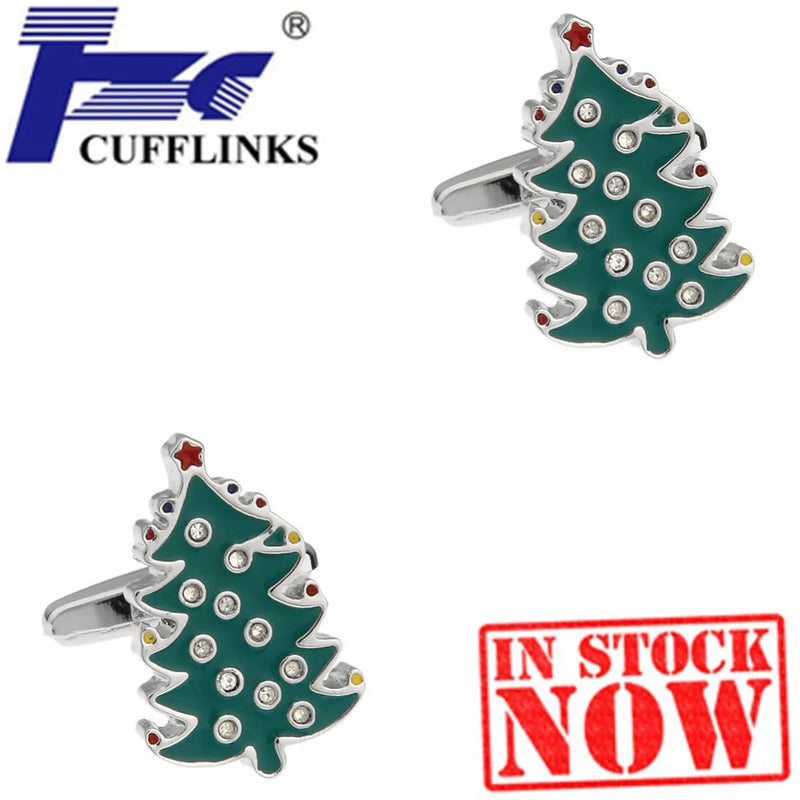 Green Stone Christmas Tree Cufflink Cuff Link 2 Pairs