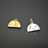 Rugged Half Round 9x11mm Silver Tags Charms 20pcs/lot