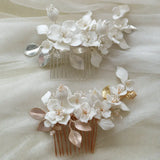 Hand Ceramic Flower Bridal Hair Comb Set