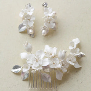 Hand Ceramic Flower Bridal Hair Comb Set