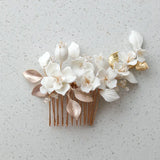 Hand Ceramic Flower Bridal Hair Comb Set