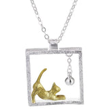 925 Sterling Silver Cat Ball Choker Pendant Necklace for Women
