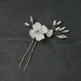 Opal Crystal Bridal Hair Comb Ceramic Flowers Wedding Hairpin