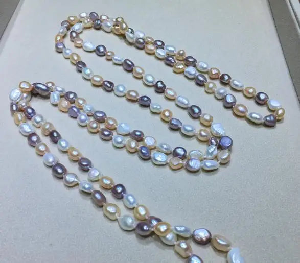 Baroque Pearl Necklace Multicolor Freshwater Long Jewelry