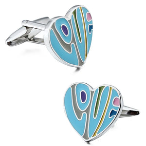 Red Enamel Heart Cuff Links - Father's Day Jewelry Gift