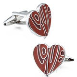 Red Enamel Heart Cuff Links - Father's Day Jewelry Gift