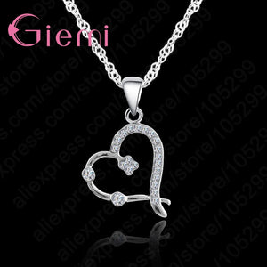 Heart Shape Pendant Necklace Clear CZ Crystal Jewelry