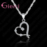 Heart Shape Pendant Necklace Clear CZ Crystal Jewelry