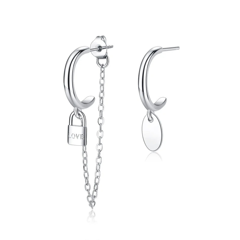 Arrival High 925 Silver Punk Lock Tassel Earring