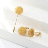 High Flower Cufflinks, Mens Round Wedding Cuff Links