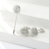 High Flower Cufflinks, Mens Round Wedding Cuff Links