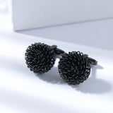 High Flower Cufflinks, Mens Round Wedding Cuff Links