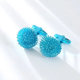 High Flower Cufflinks, Mens Round Wedding Cuff Links
