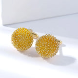 High Flower Cufflinks, Mens Round Wedding Cuff Links