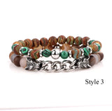 Arrival High Stone Stainless Steel Wolf Charm Bracelet Set