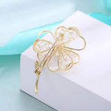 Natural Pearl Hollow Flower Brooch Pin for Women