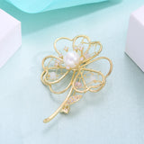 Natural Pearl Hollow Flower Brooch Pin for Women