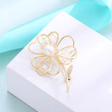 Natural Pearl Hollow Flower Brooch Pin for Women