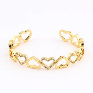 Arrival Hollow LOVE Heart Open Bracelet for Women Couples Bangles Zircon Jewelry