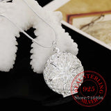 Hollow Round Picture Frame Pendant Necklace 925 Sterling Silver