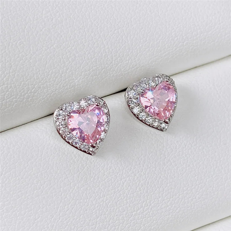 Arrival Hot Heart Silver Spinel Stone Party Stud Earrings