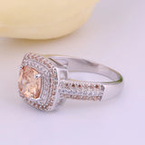 Champagne Vintage Ring for Women Crystal Top Silver Jewelry