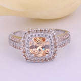 Champagne Vintage Ring for Women Crystal Top Silver Jewelry