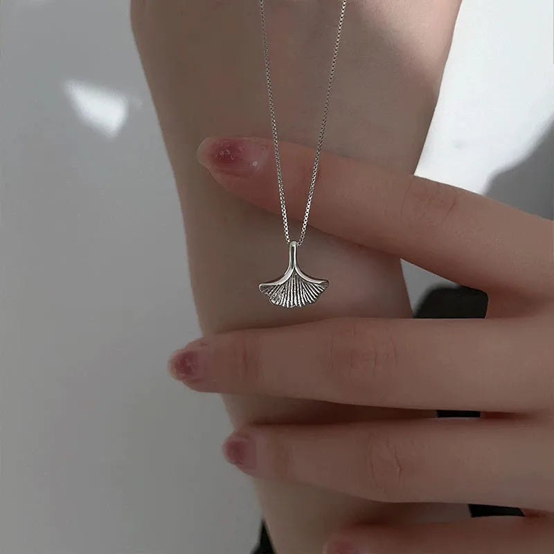 925 Silver Ginkgo Biloba Leaf Necklace XN145