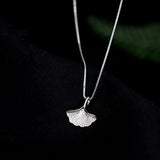 925 Silver Ginkgo Biloba Leaf Necklace XN145