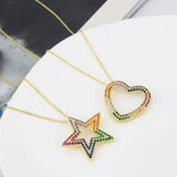 Heart-shaped Star Necklace Gold-plated Zircon Pendant