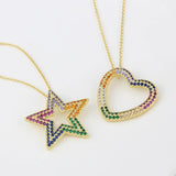 Heart-shaped Star Necklace Gold-plated Zircon Pendant